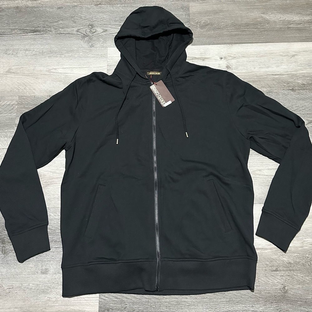Roberto Cavalli Black Zip-Up Sweater Size XXL New w/ Tags